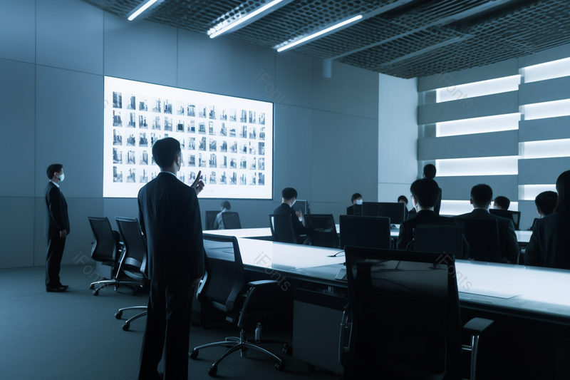 商务人士在监控室查看监控细,高清,摄影图,摄影图片,图片大全,摄影图免费下载